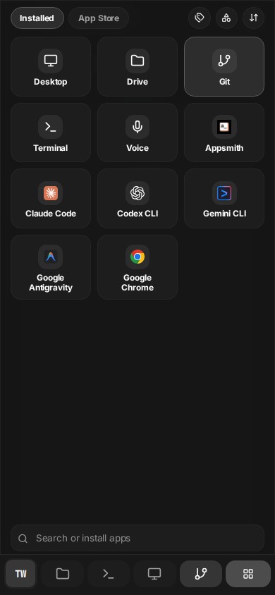 Installed tools stay one click away.