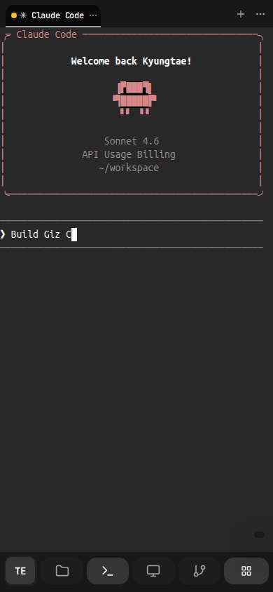 Claude Code running in the Giz Computer™ mobile terminal