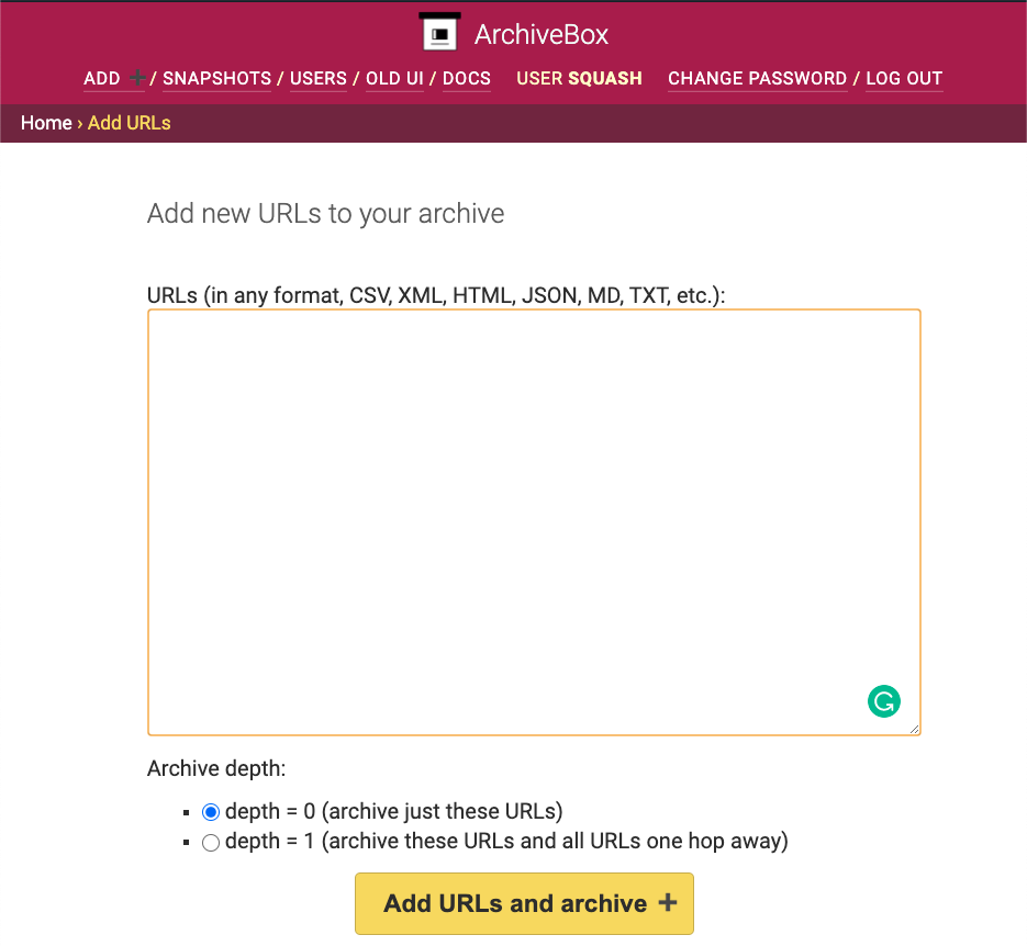 ArchiveBox screenshot