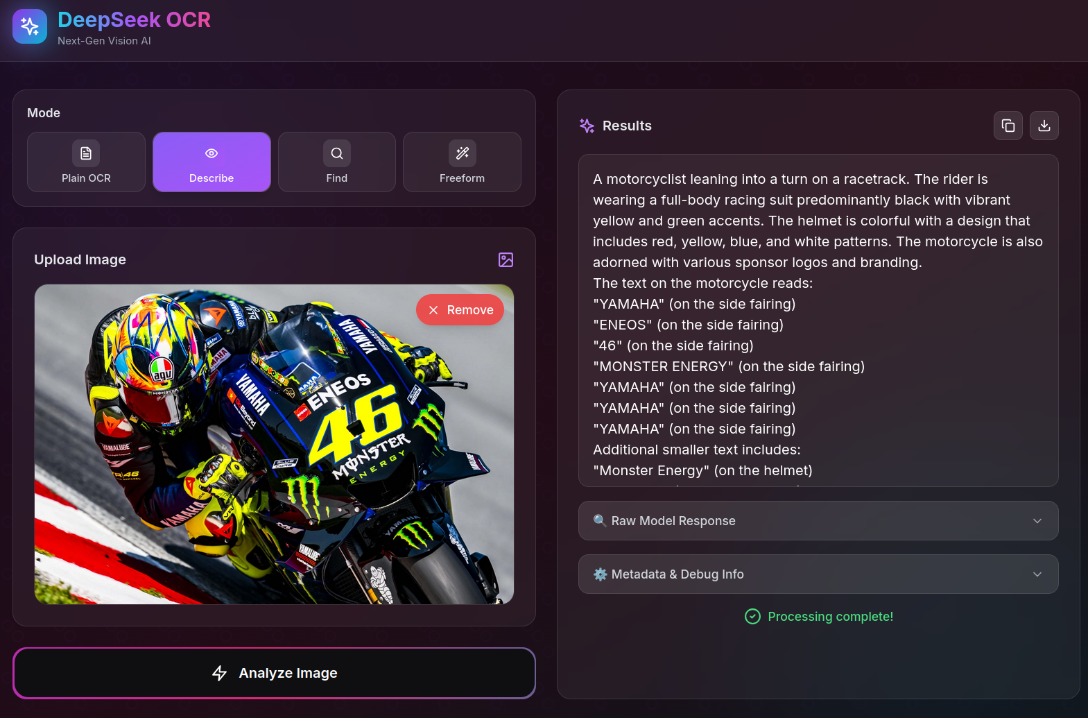 DeepSeek OCR(Nvidia GPU) screenshot