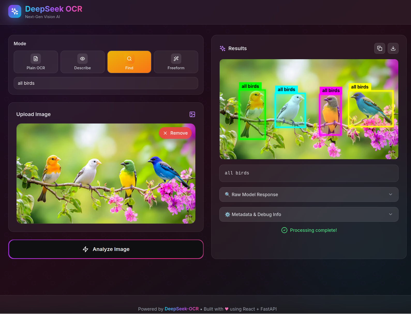 DeepSeek OCR(Nvidia GPU) screenshot