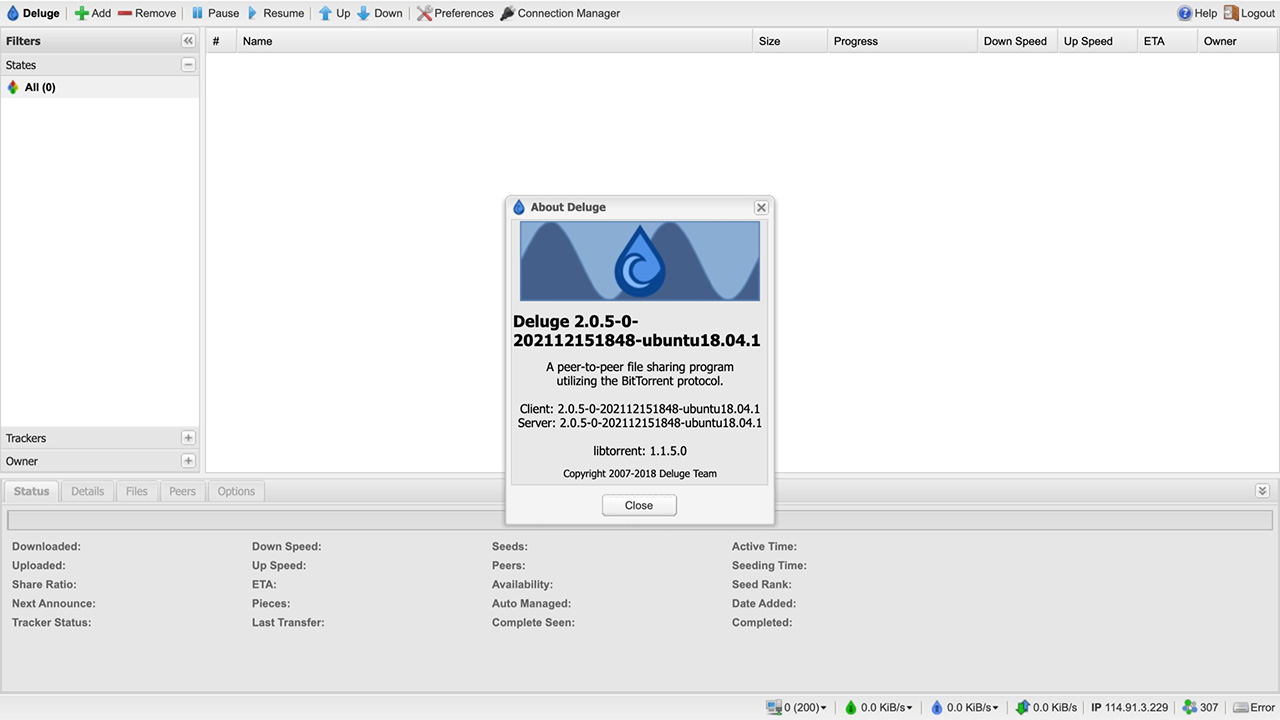 Deluge screenshot