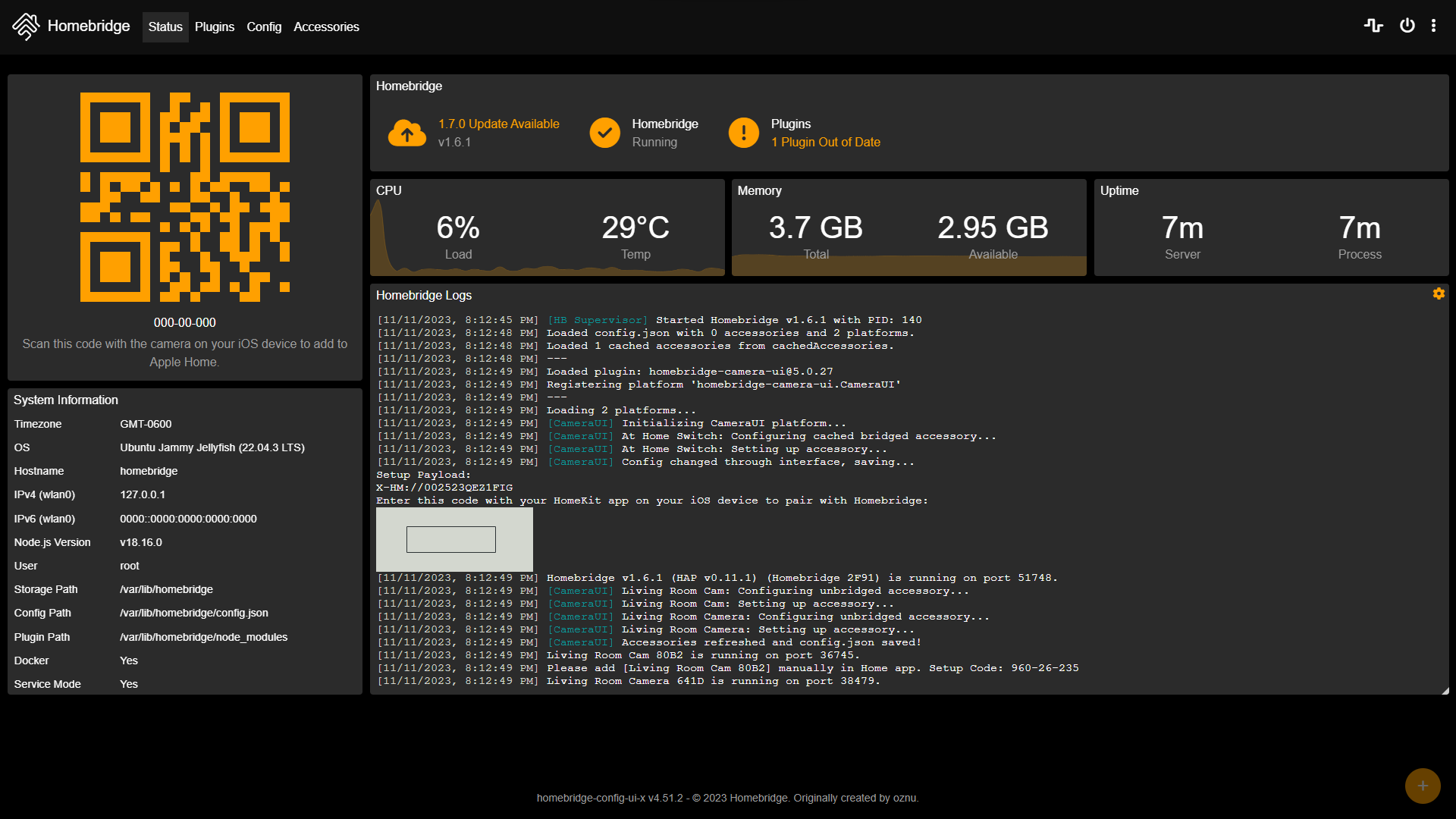 Homebridge screenshot