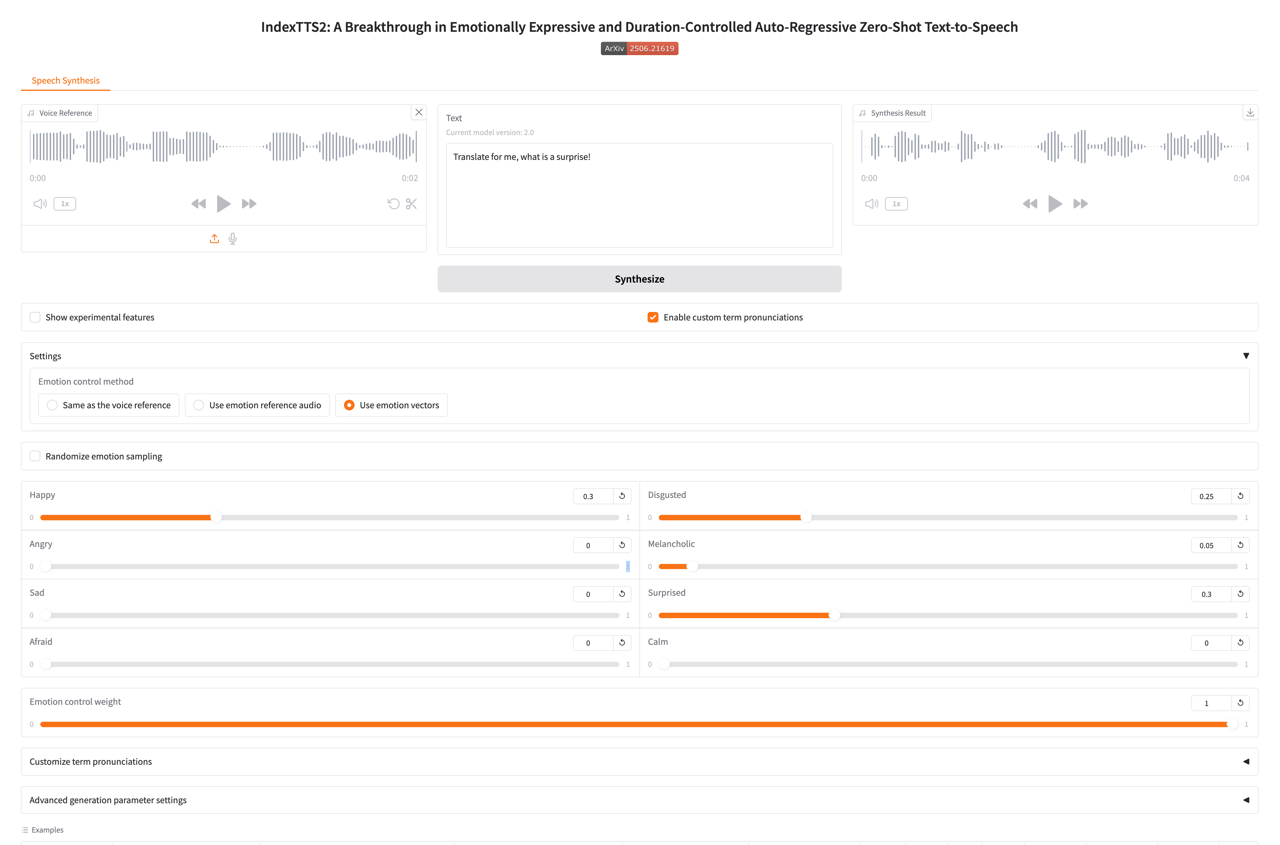 Index-TTS(Nvidia GPU) screenshot