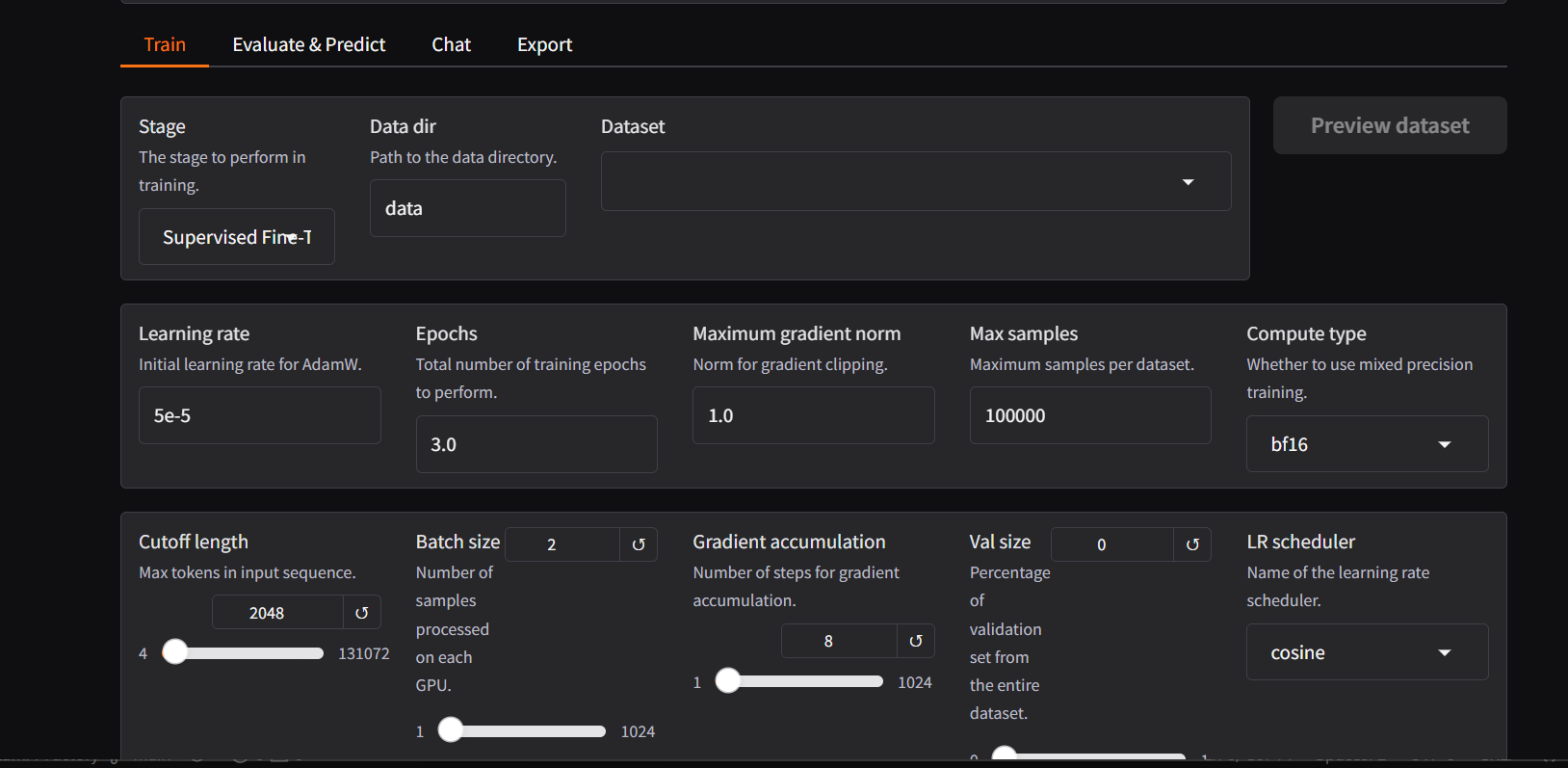 LLaMA Factory(Nvidia GPU) screenshot