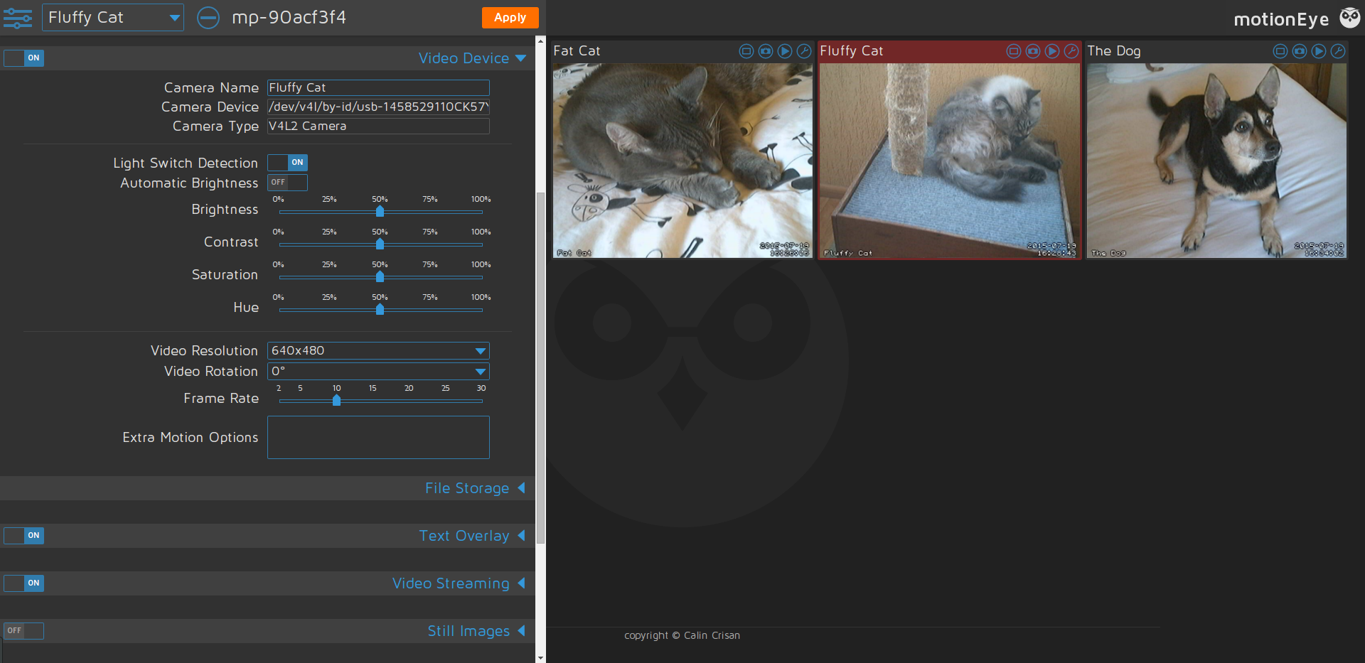 Motioneye screenshot