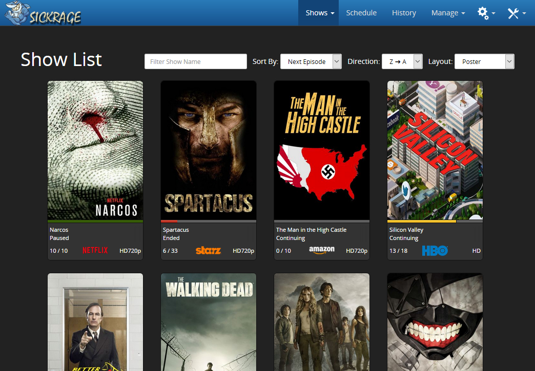 Sickchill screenshot