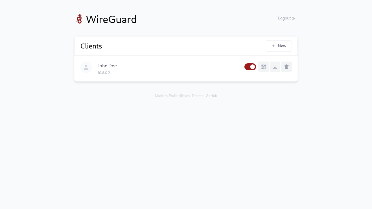 WireGuard Easy screenshot